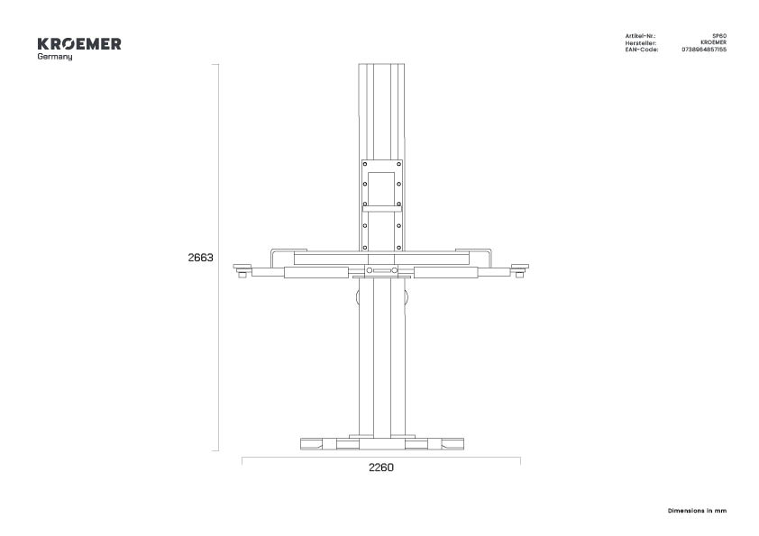 Technische Zeichnung SP60 - Frontansicht