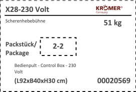 Label für Bedienpult für x28 Kurzhub Scherenhebebühne