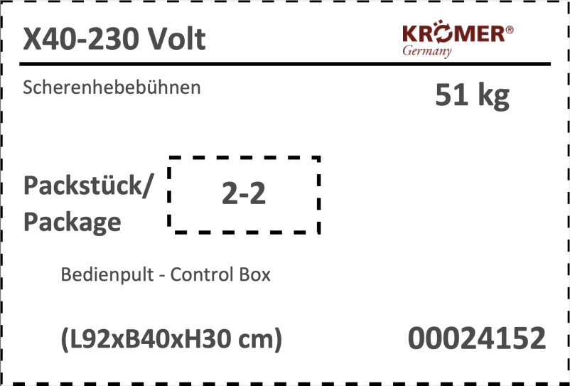 Bedienpult für die X40-230 Volt
