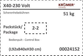 Bedienpult für die X40-230 Volt