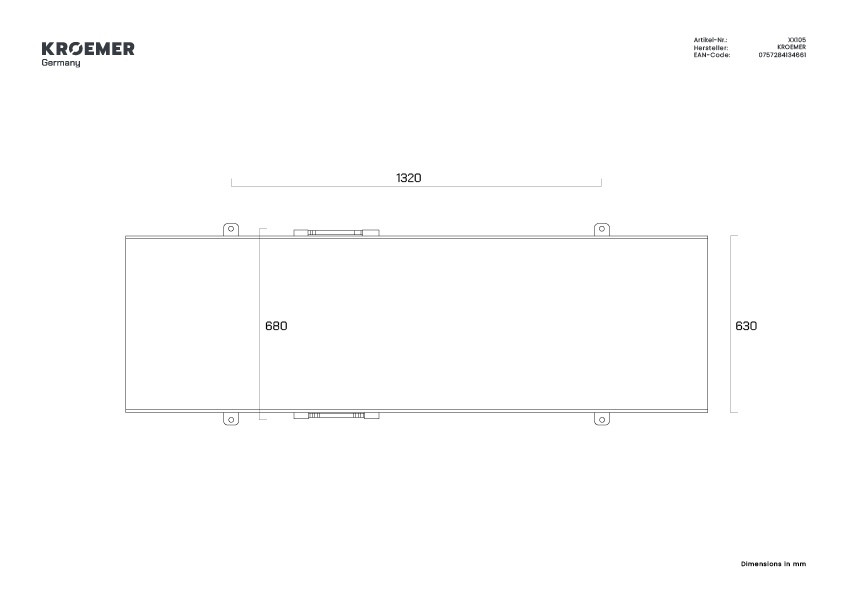 XX105 - Technische Zeichnung 630mm Breite